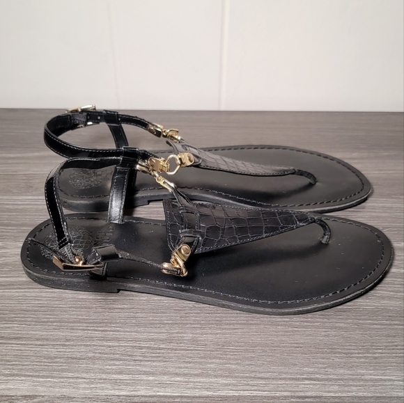 Vince Camuto itelli crocodile leather patent t strap thong sandals womens shoe 8 - Picture 6 of 10